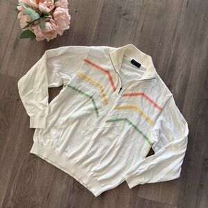 New Vintage St. Croix‎ White Pastel Quarter Zip Pullover Sweater